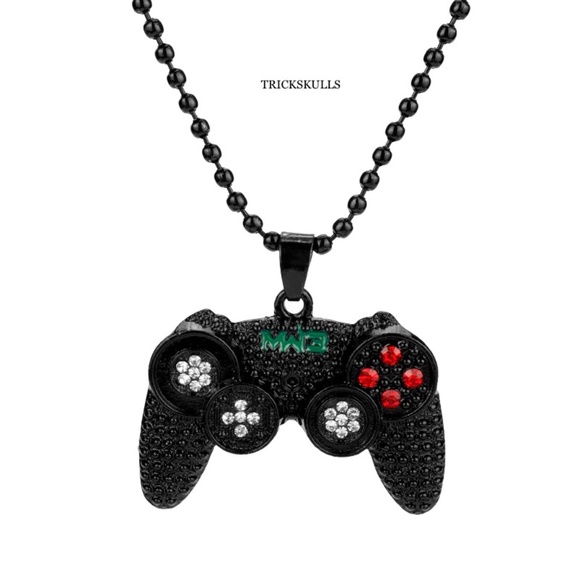 Iced Black Gaming Gamer Controller Gamepad Necklace XBOX PS2 PS3 PS4 PS5 - Picture 1 of 6